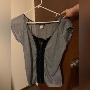 Venus black and white striped top